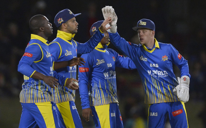 Cape Cobras players celebrate after taking a wicket against the Warriors. Picture: Twitter/@OfficialCSA
