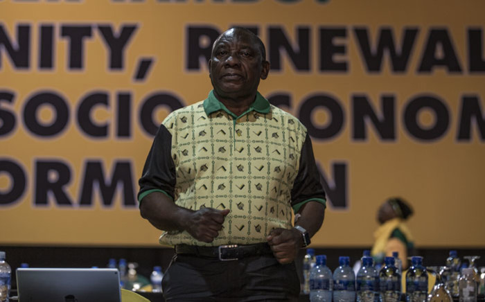 New president of the ANC Cyril Ramaphosa dances on stage before his address at the Nasrec Expo Centre in Johannesburg on December 20, 2017, during the African National Congress (ANC) 54th National Conference. Picture: AFP