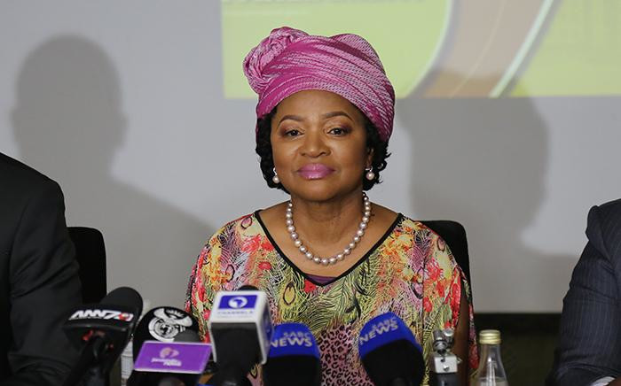 National Assembly Speaker Baleka Mbete addresses the media at OR Tambo International Airport on her return home from Bangladesh.  Picture: Christa Eybers/EWN