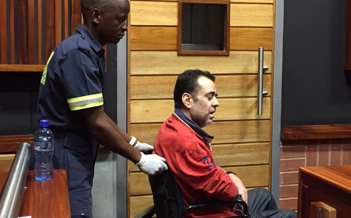 Lolly Jackson murder accused George Louca, who has been diagnosed with stage four lung cancer, arrives at the Palm Ride Magistrates Court on Tuesday 21 April 2015. picture: Mandy Wiener/EWN.