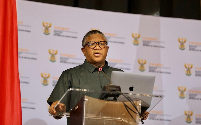Transport Minister Fikile Mbalula presenting an assessment to the nation on the state of transport entities and the sector’s contribution towards the economic recovery on Friday, 26 November 2021. Picture: Fikile Mbalula/Twitter.