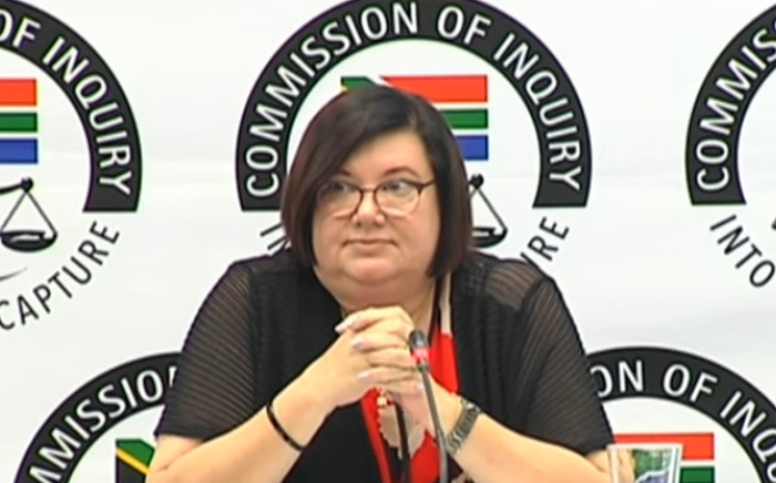 Former Free State Finance MEC Elizabeth Rockman testifying at the state capture commission of inquiry in Parktown, Johannesburg, on 16 October 2019. Picture: YouTube screengrab