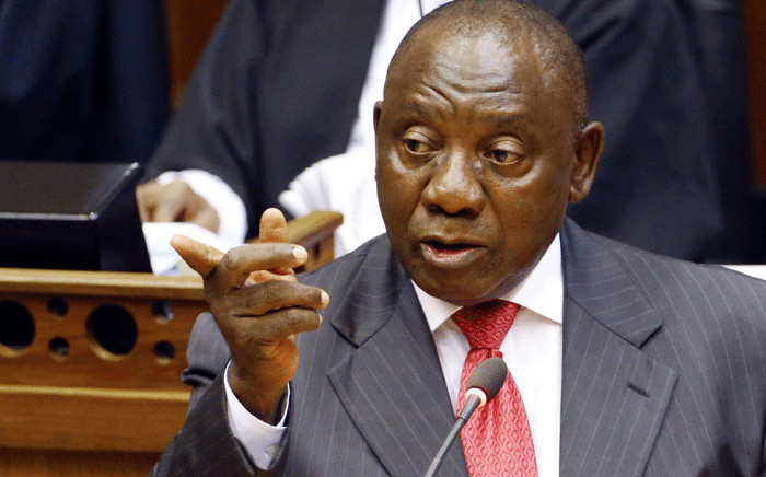 FILE: South Africa's president Cyril Ramaphosa gestures as he delivers a speech after being elected by the Members of Parliament, during his swearing-in ceremony at the Parliament in Cape Town on 15 February 2018. Picture: AFP