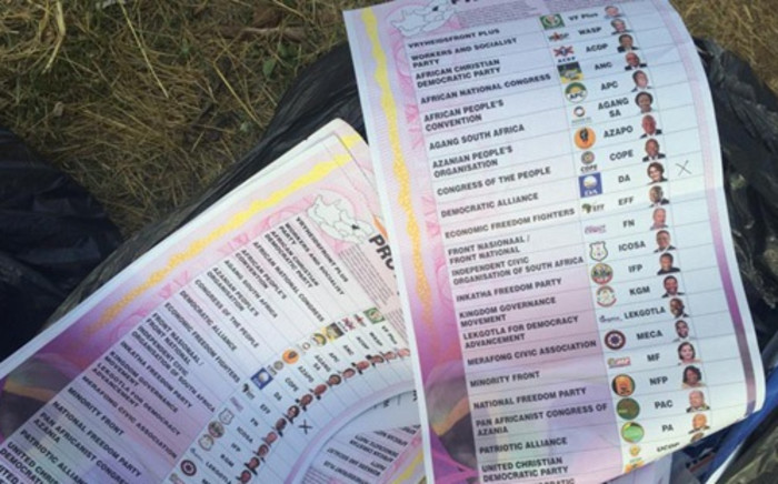 Dumped bags of ballot papers were reportedly found in a park in Lynnwood Ridge in Pretoria on 8 May. Picture: iWitness.
