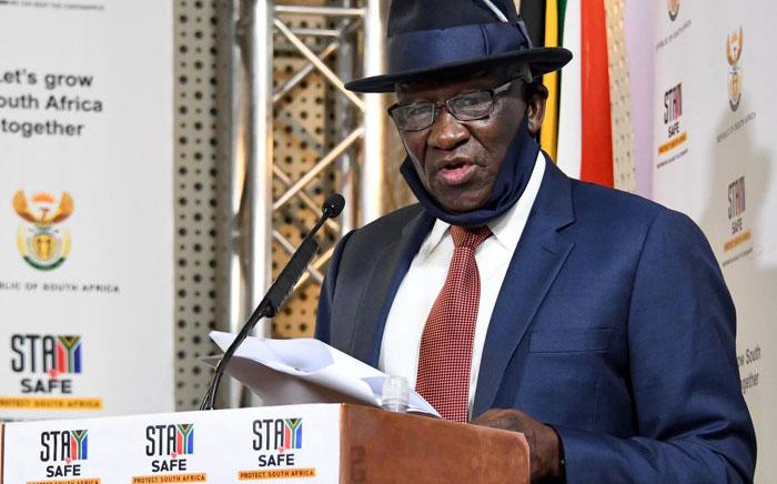 Police Minister Bheki Cele releases the first quarter crime statistics for 2020/2021 at a media briefing on 14 August 2020. Picture: GCIS