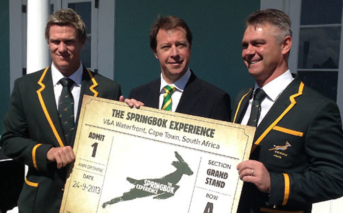 FILE: Springbok captain Jean de Villiers, SARU CEO Jurie Roux and coach Heyneke Meyer attend the official opening of the Springbok Experience museum in Cape Town in September 2013. Picture: Aletta Gardner/EWN.