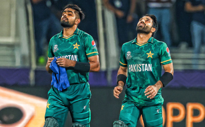 Pakistan's captain Babar Azam and Mohammad Rizwan after defeating India by 10 wickets in their T20 World Cup match on 24 October 2020. Picture: @T20WorldCup/Twitter