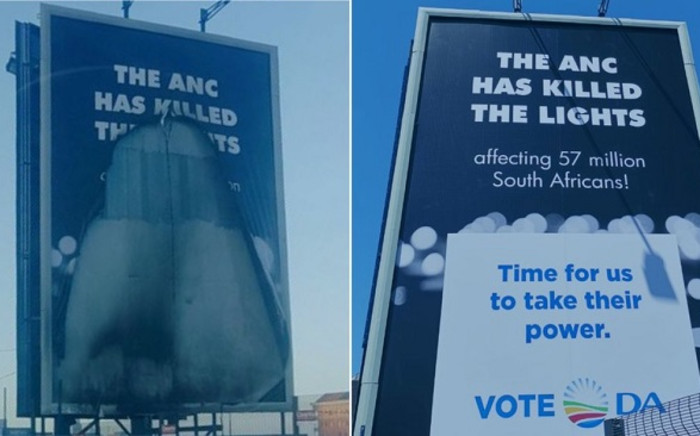 The DA's vandalised billboard. Picture: Our_DA/Twitter