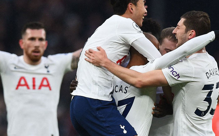 Tottenham players celebrate a goal. Picture: @SpursOfficial/Twitter