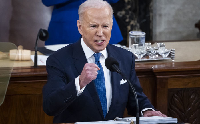 US President Joe Biden delivers his first State of the Union address at the US Capitol in Washington, DC, on 1 March 2022. Picture: JIM LO SCALZO/POOL/AFP