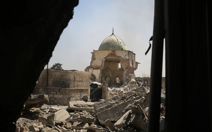 A picture taken on 29 June 2017 shows the destroyed Al-Nuri Mosque in the Old City of Mosul during the ongoing offensive to retake the area from Islamic State group fighters. Picture: AFP.