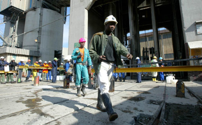 Suspended mine workers at Harmony Gold's Kusasalethu mine in Carletonville. Picture: Sebabatso Mosamo/EWN