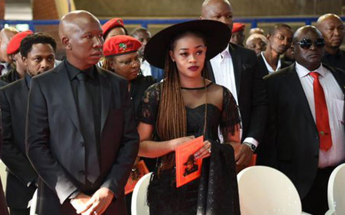 FILE: EFF leader Julius Malema (left) and his wife Mantoa Matlala-Malema (right) at his grandmother's funeral on 11 May 2019. Picture: @EFFSouthAfrica/Twitter