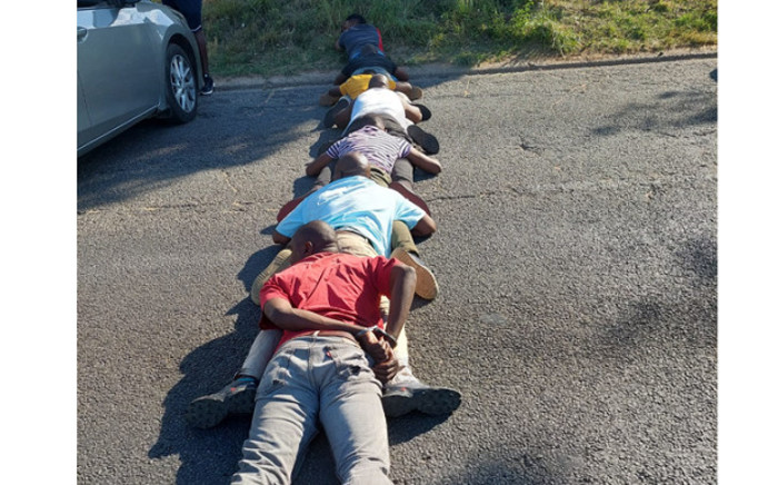 Police arrested a gang of seven men that was allegedly on its way to commit robbery at one of the chain stores in Woodmead, Sandton, on 12 October 2021. Picture: SAPS.