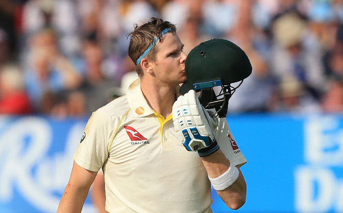 FILE: Australia's Steve Smith celebrates his century on the opening day of the first Ashes cricket Test match between England and Australia at Edgbaston in Birmingham, central England on 1 August 2019. Picture: AFP