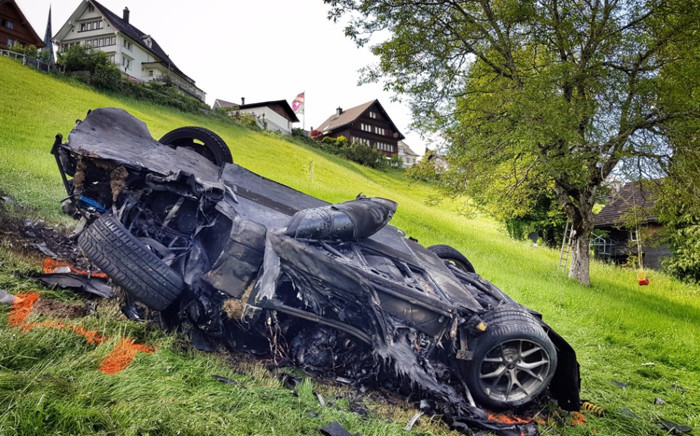 Richard Hammond had to be pulled from the wreckage of the supercar. Picture: Twitter/@thegrandtour.