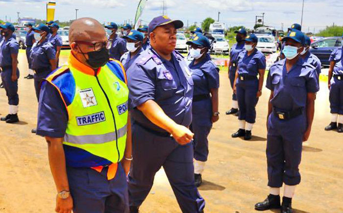 Transport Minister Fikile Mbalula left at the launch of the festive season road safety campaign in Bloenfontein on 13 December 2021. Picture: @MbalulaFikile/Twitter