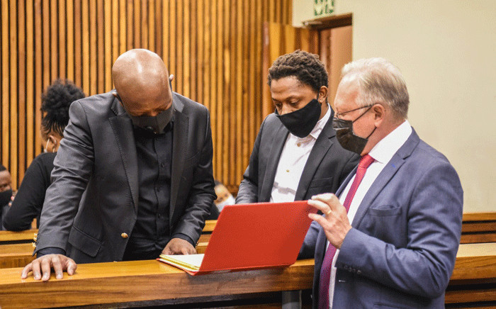 The EFF's Julius Malema and Mbuyiseni Ndlozi in the Randburg Magistrates Court on 9 March 2021. They are accused of assaulting Colonel Johannes Venter at the funeral of struggle stalwart Winnie Madikizela-Mandela at the Fourways Memorial Park in 2018. Picture: @EFFSouthAfrica/Twitter