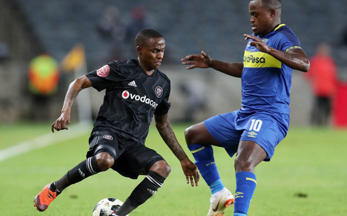 Cape Town City FC's Ayanda Patosi (right) defends against his Orlando Pirates opponent during their Absa Premiership match on 19 September 2018. Picture: @CapeTownCityFC/Twitter