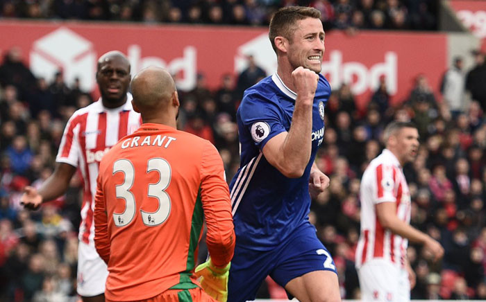 Gary Cahill scored a late winner in a hard-earned 2-1 win at Stoke City on Saturday. Picture: Twitter @ChelseaFC