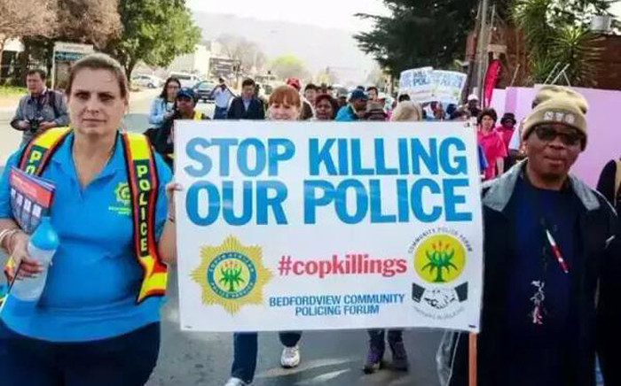 People demonstrate against killing of police in Gauteng. Picture: SAPS.