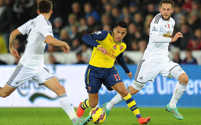 Arsenal's Alexis Sanchez in the game against Swansea on 9 November 2014. Picture: Official Arsenal Facebook page.
