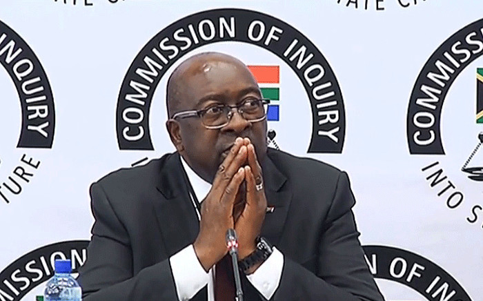 A video screengrab shows Finance Minister Nhlanhla Nene giving testimony at the state capture commission of inquiry on 3 October 2018. Picture: SABC Digital News/youtube.com