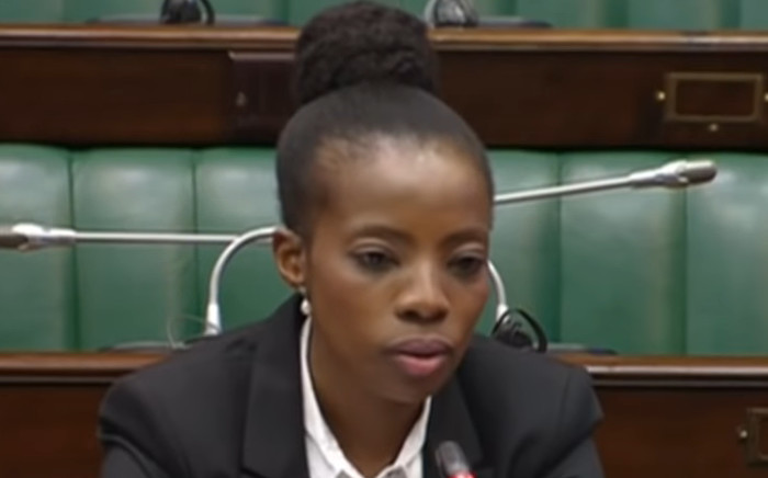 A screengrab of advocate Kholeka Gcaleka during her interview in Parliament on 13 November 2019 for the deputy Public Protector position.  