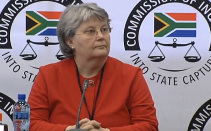 A video screengrab of Barbara Hogan appearing at the Zondo Commission of Inquiry into state capture on 10 October 2018.