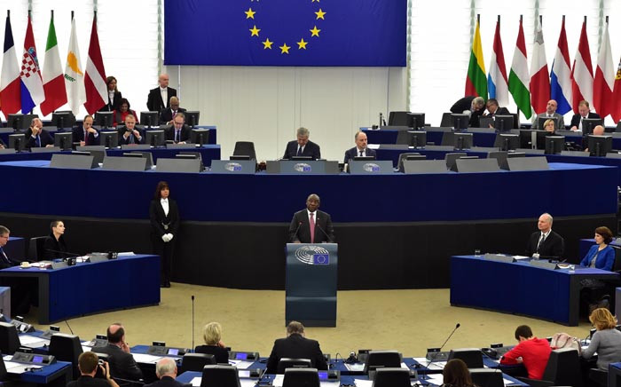 President Cyril Ramaphosa addressing the European Parliament on 14 November 2018. Picture: GCIS