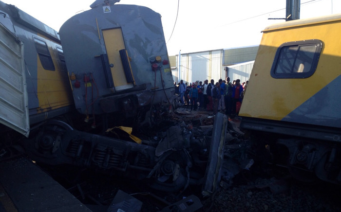 Emergency services treat commuters at the Denver station south east of Johannesburg where two trains collided on 28 April 2015. Picture: ER24.