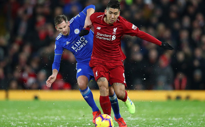 Liverpool forward Roberto Firminho contends with his Leicester City opponent during their English Premier League match at Anfield on 30 January 2019. Picture: @LFC/Twitter