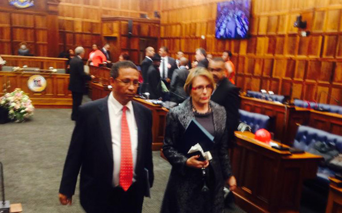 Helen Zille is seen leaving the Western Cape Legislature on 20 February 2015. Picture: Shamiela Fisher/EWN.