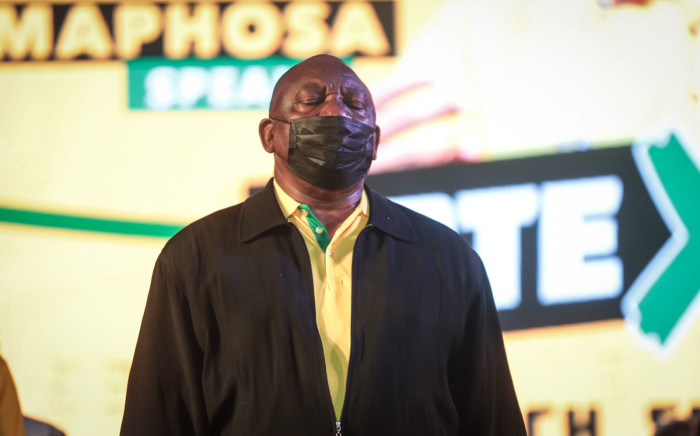 ANC President Cyril Ramaphosa at the launch of the ANC elections manifesto at Church Square in Pretoria on 27 September 2021. Picture: Abigail Javier/Eyewitness News