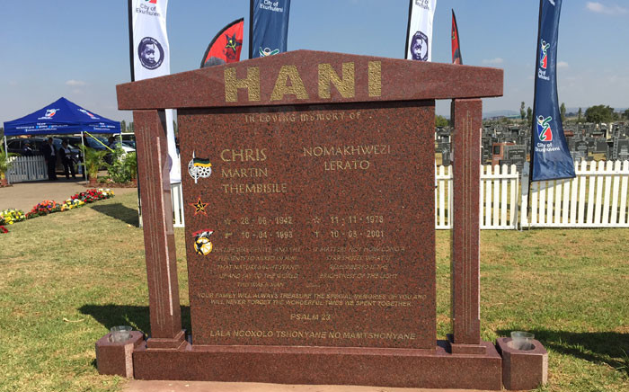 The memorial stone of slain SACP leader Chris Hani, on 10 April 2016,  23 years after he was assassinated outside his Boksburg home. Picture: Vumani Mkhize/EWN
