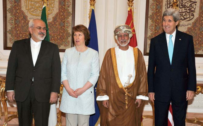 Irans Mohammad Javad Zarif, the European Unions Catherine Ashton, Minister Responsible for Foreign Affairs of Oman, Yousef bin Alawi Abdullah, and US Secretary of State, John Kerry in Muscat, Oman, on 9 November 2014 before the start of their meeting in the framework of negotiations on the Iranian nuclear file. Picture: EPA.