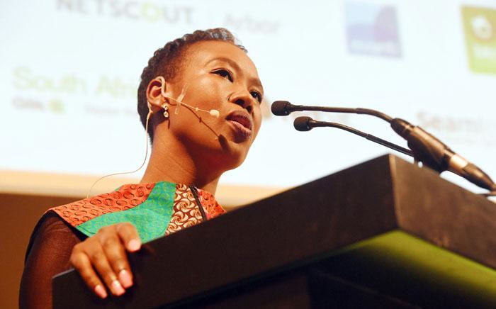 FILE: Communications Minister Stella Ndabeni-Abrahams addresses the 20th Anniversary of AfricaCom at Cape Town International Convention Centre on 8 November 2017. Picture: GCIS.