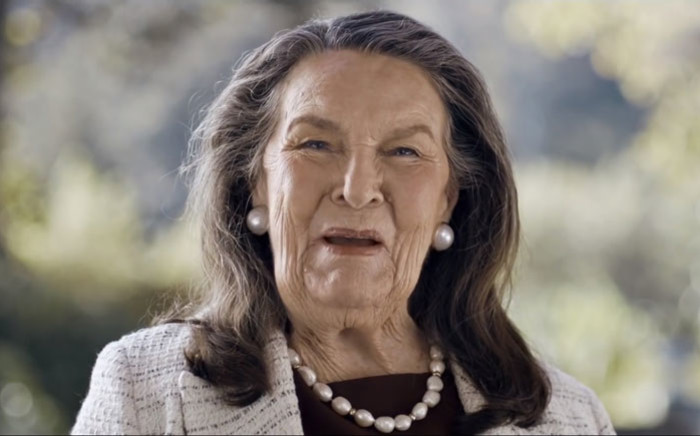 A screengrab of property magnate Pam Golding appearing in an advertisement.