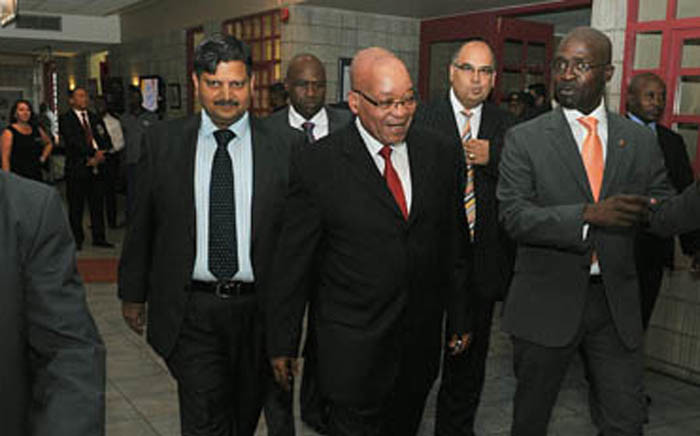 FILE: Former President Jacob Zuma (centre) seen with Atul Gupta (left) and Home Affairs Minister Malusi Gigaba (right). Picture: GCIS