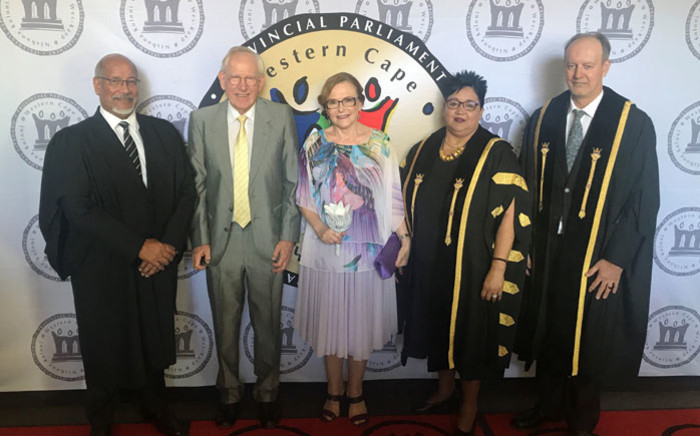 Western Cape Premier Zille poses with other dignitaries head of delivering her final State of the Province Address on 15 February 2019. Picture: Cindy Archillies/EWN