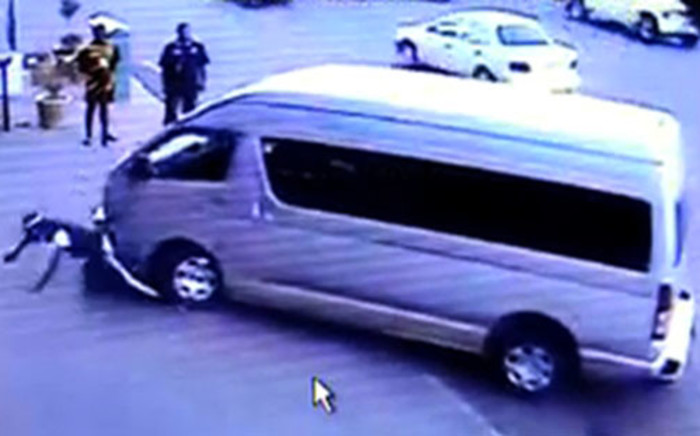 A screen grab of a video showing a man being knocked down by a taxi. Picture: Supplied