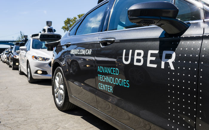 Pilot models of the Uber self-driving car is displayed at the Uber Advanced Technologies Center on September 13, 2016 in Pittsburgh, Pennsylvania. Uber launched a groundbreaking driverless car service, stealing ahead of Detroit auto giants and Silicon Valley rivals with technology that could revolutionize transportation. Picture: AFP