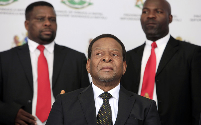 FILE: Zulu King Goodwill Zwelithini looks on prior to delivering a speech during a traditional gathering called Imbizo at the Moses Mabhida Football Stadium in Durban on 20 April 2015. Picture: AFP