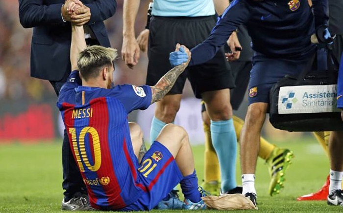 Leo Messi has torn the groin muscle in his right leg and he will be out of action for approximately three weeks. Picture: Facebook.