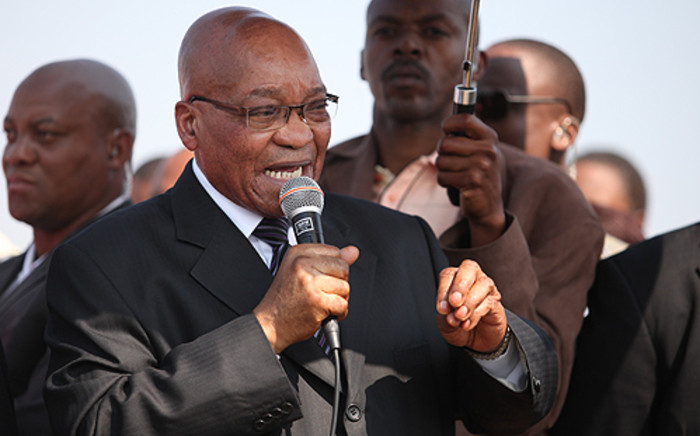 President Jacob Zuma addresses workers in Marikana, on 22 August 2012. Picture: Taurai Maduna/EWN.