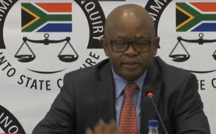 A screengrab of former GCIS CEO Themba Maseko giving testimony at the state capture commission of inquiry on 30 August 2018.