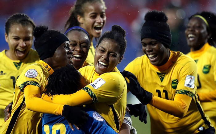 The Jamaican Women's World Cup team celebrates a win over Panama on 18 October 2018. Picture: Fifa 