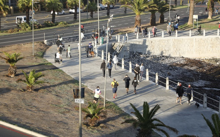 Capetonians on 1 May 2020 took full advantage of new Level 4 lockdown regulations to exercise on the Sea Point promenade. Picture: Dwayne Evans.