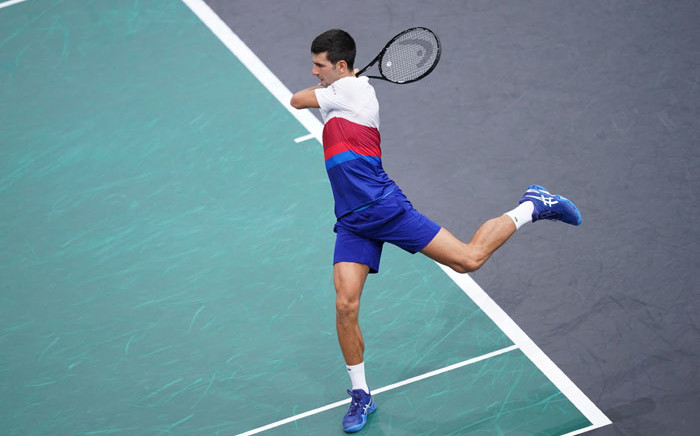 Novak Djokovic in action at the Paris Masters on 2 November 2021. Picture: @RolexPMasters/Twitter