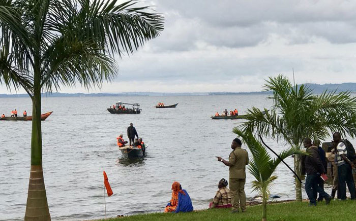 Authorities comb Lake Victoria in Uganda after a boat capsized on 25 November 2018. Picture: AFP